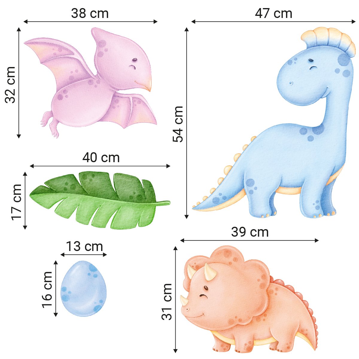 Kolorowe naklejki ścienne dla dzieci uśmiechnięte dinozaury