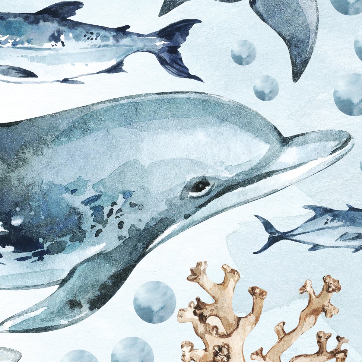 Naklejki ścienne dla dzieci ocean i zwierzęta morskie
