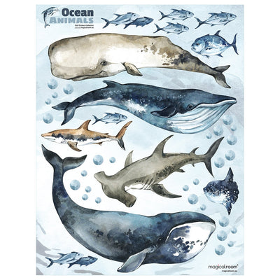 Naklejki ścienne dla dzieci wieloryb i zwierzęta morskie
