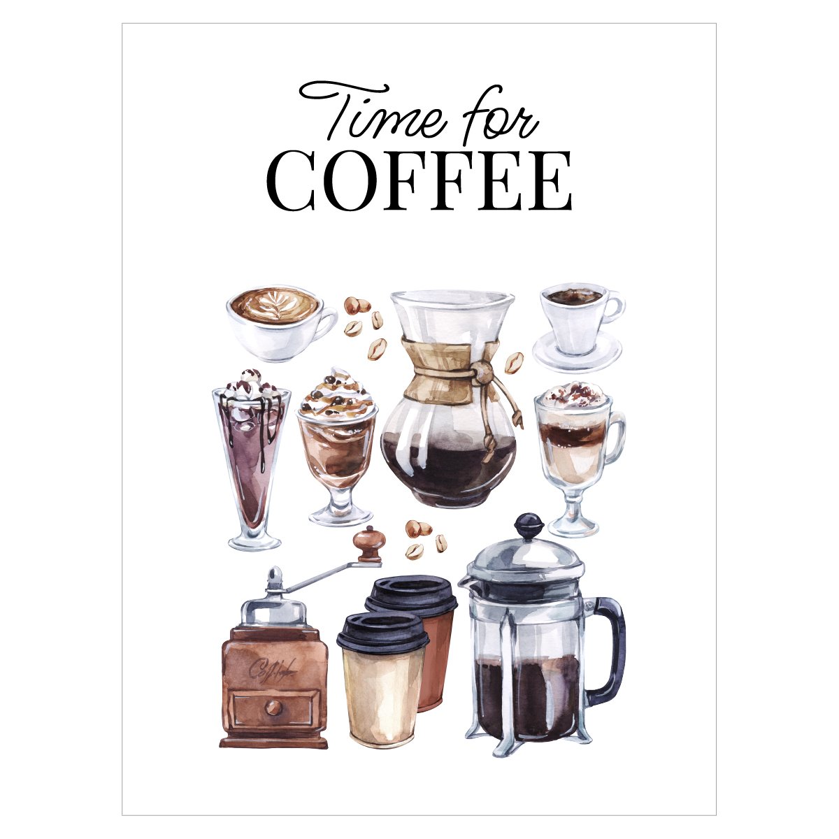 Plakat do kuchni z napisami - Time for Coffee
