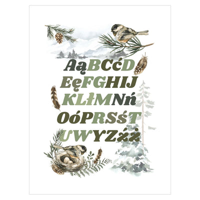 Plakat edukacyjny alfabet ze zwierzętami leśnymi