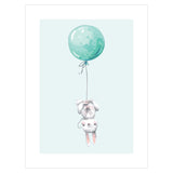 Plakat dla chłopca z króliczkiem i balonem#kolor_mietowy