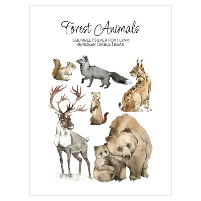 Plakat ze zwierzętami leśnymi dla dzieci i młodzieży