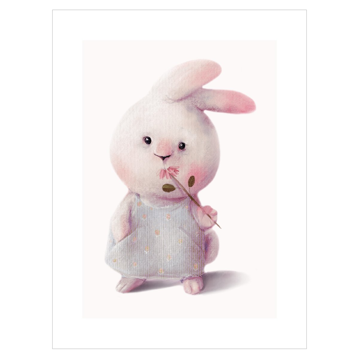Plakat dla dziewczynki - królik z kwiatkiem