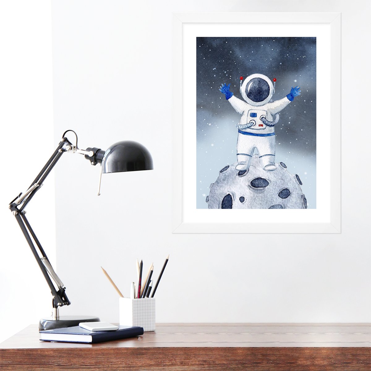 Plakat do pokoju chłopca kosmos, planeta i astronauta