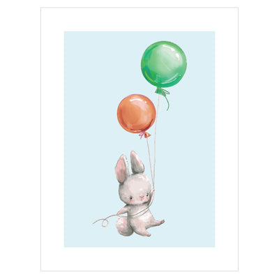 Plakat do pokoju dziecka - króliczek i balony#kolor_kolorowy