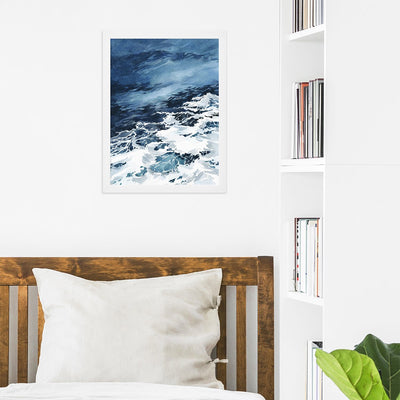 Plakat do sypialni malowany akwarelą ocean