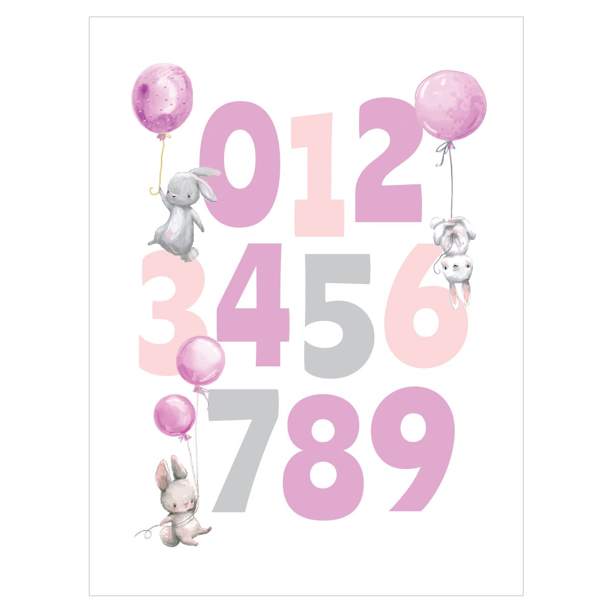 Plakat dydaktyczny różowe cyfry dla dziewczynki#kolor_rozowy