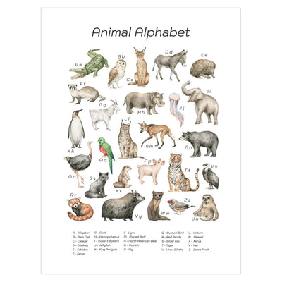 Plakat edukacyjny dla dzieci z alfabetem - zwierzęta