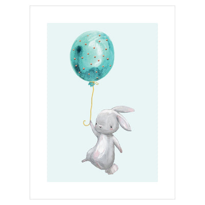 Plakat do przedszkola - królik z balonem#kolor_mietowy