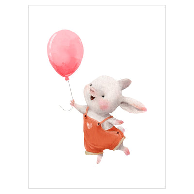 Plakat do pokoju dziecięcego i młodzieżowego - króliczek z różowym balonikiem