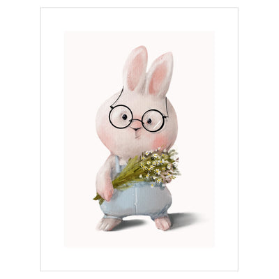 Plakat do pokoju dziewczynki - królik z kwiatami