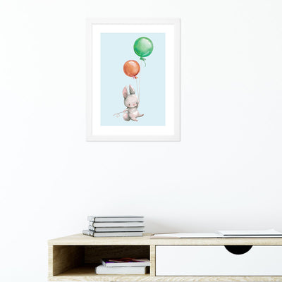 Plakat dla dzieci królik z balonami#kolor_kolorowy