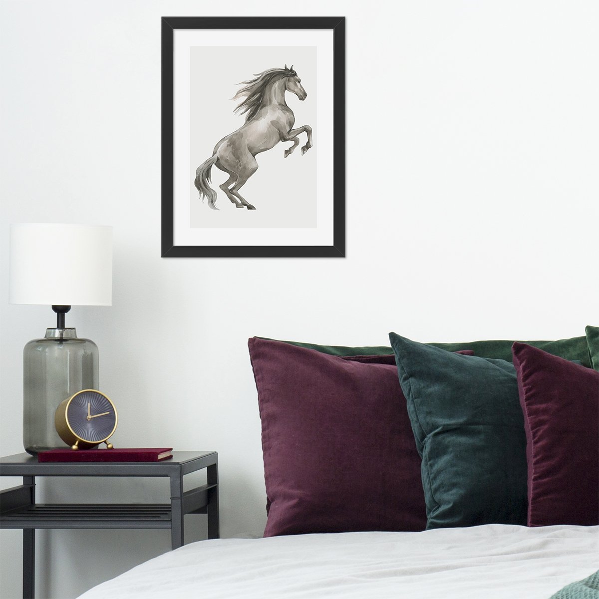Plakat na ścianę do sypialni z koniem