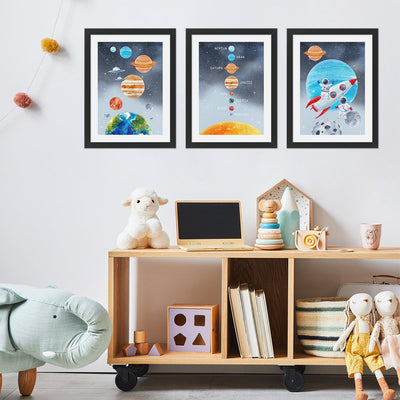 Plakaty dla chłopca kosmos, planety, układ słoneczny i astronauci