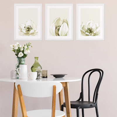 Plakaty 40x50 cm z białymi ramkami kwiaty do kuchni#kolor_zielony