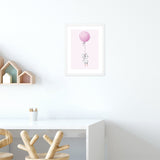 Plakaty do pokoju dziewczynki z króliczkiem i różowymi balonikami#kolor_rozowy