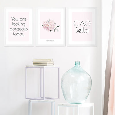 Plakaty napisy i kwiat boho na ścianę do sypialni#kolor_rozowy-mix