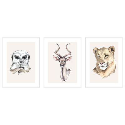 Plakaty dzikie zwierzęta Afryki - zestaw trzech plakatów