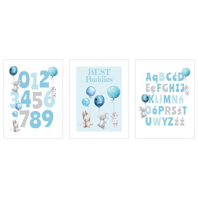 Plakaty edukacyjne alfabet i cyfry dla chłopca#kolor_niebieski