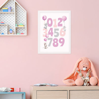 Plakaty edukacyjne z cyframi do pokoju dziewczynki #kolor_rozowy