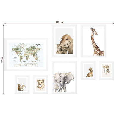 Galeria obrazów dla dzieci - Plakaty edukacyjne dzikie zwierzęta w białych ramkach#ramka_biala