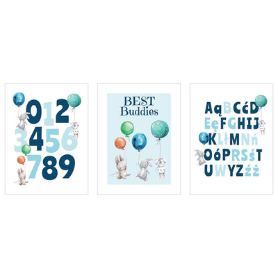 Edukacyjne plakaty do pokoju dziecka - cyfry i alfabet - zestaw trzech plakatów#kolor_kolorowy