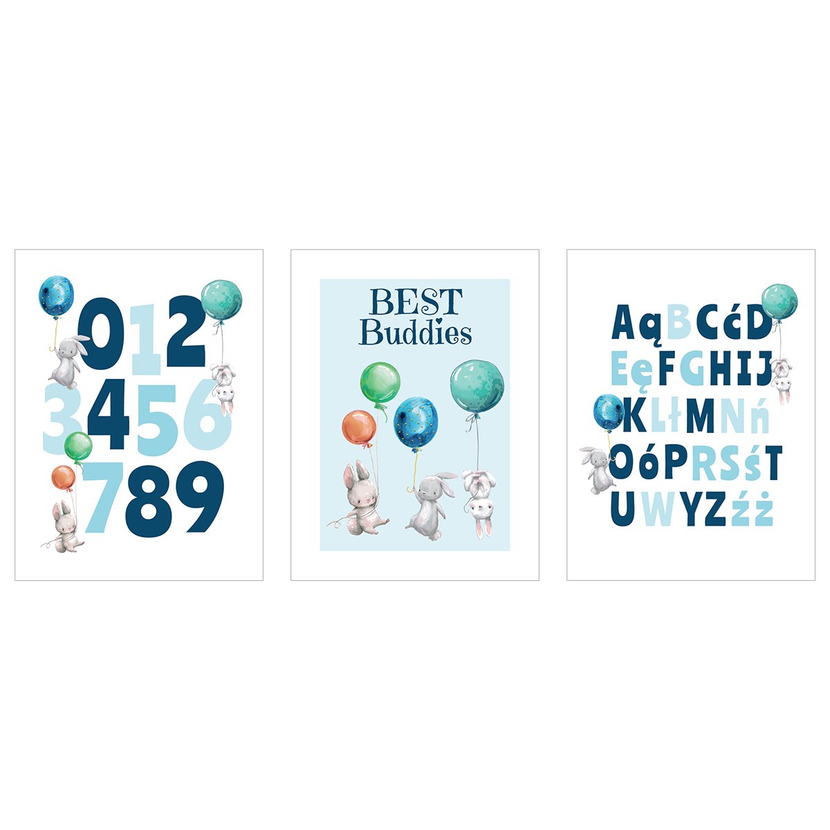 Edukacyjne plakaty do pokoju dziecka - cyfry i alfabet - zestaw trzech plakatów#kolor_kolorowy