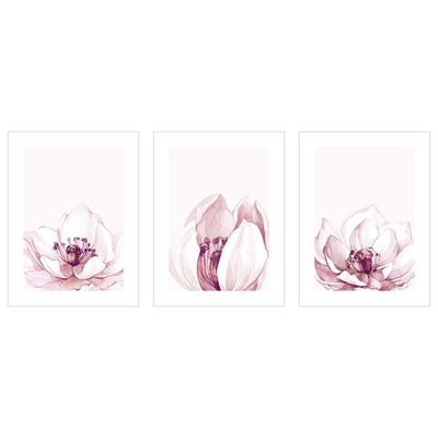 Plakaty - rozkwitające kwiaty - zestaw trzech plakatów#kolor_rozowy