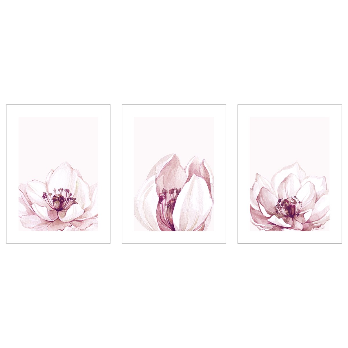 Plakaty do salonu - kwiaty - zestaw trzech plakatów#kolor_rozowy