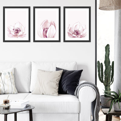 Plakaty na ścianę różowe kwiaty do salonu#kolor_rozowy