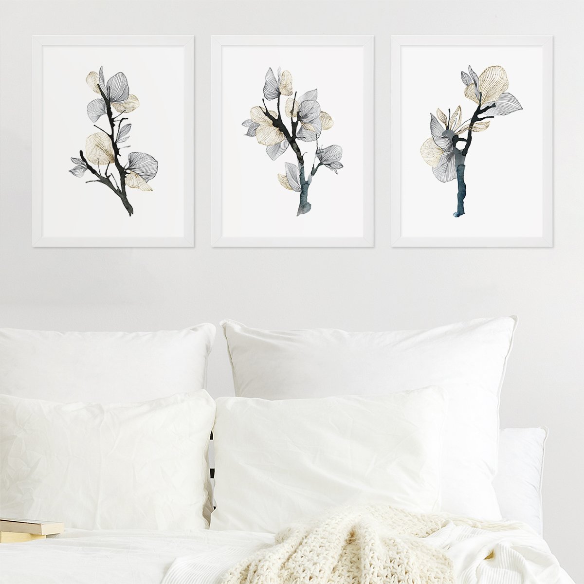 Plakaty z białymi ramkami do sypialni rośliny