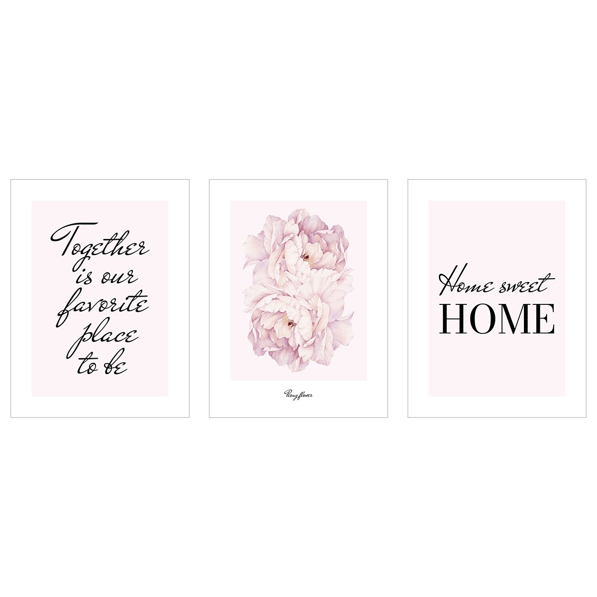 Plakaty z cytatami - HOME SWEET HOME - zestaw trzech plakatów#kolor_rozowy-mix