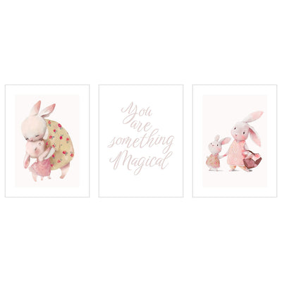 Plakaty z napisami dla dzieci i młodzieży - rodzina królików - zestaw trzech plakatów