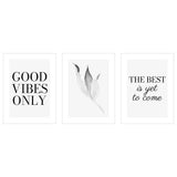 Plakaty z napisami - GOOD VIBES ONLY - zestaw trzech plakatów#kolor_szary