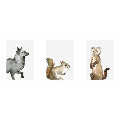 Plakaty ze zwierzętami leśnymi - zestaw trzech plakatów