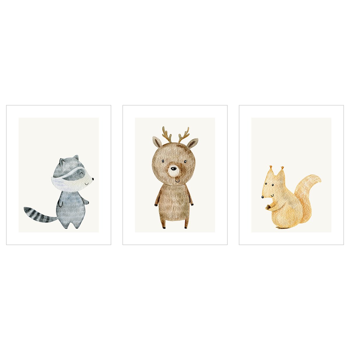 Plakaty do pokoju dzieci - zwierzęta leśne - zestaw trzech plakatów