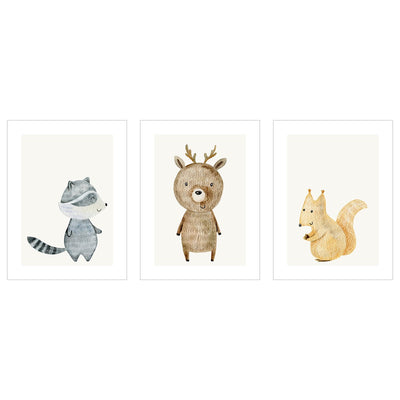 Plakaty do pokoju dzieci - zwierzęta leśne - zestaw trzech plakatów